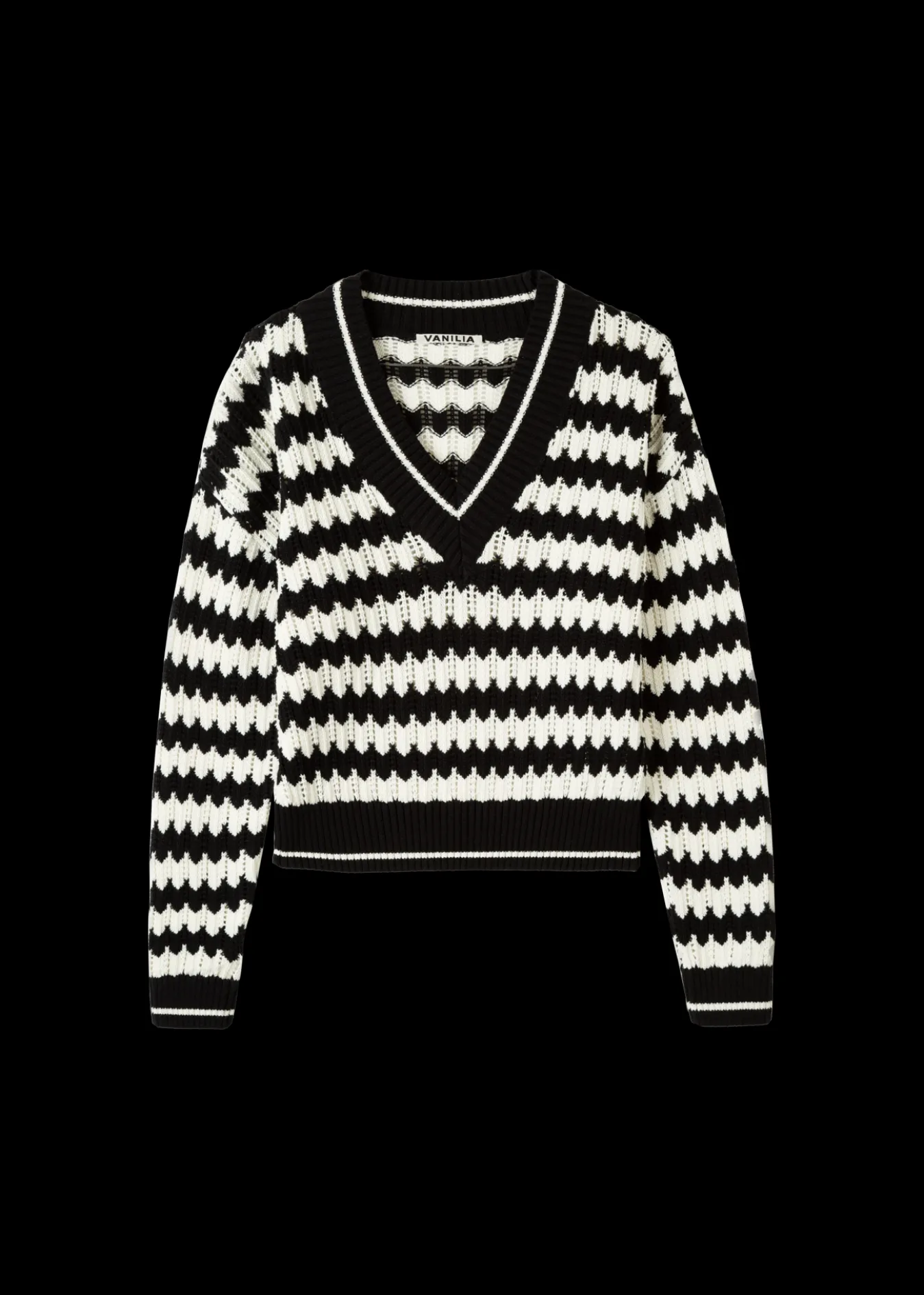 Vanilia Ajour Gebreide Trui Met Zigzag-Woman Sweaters & Cardigans