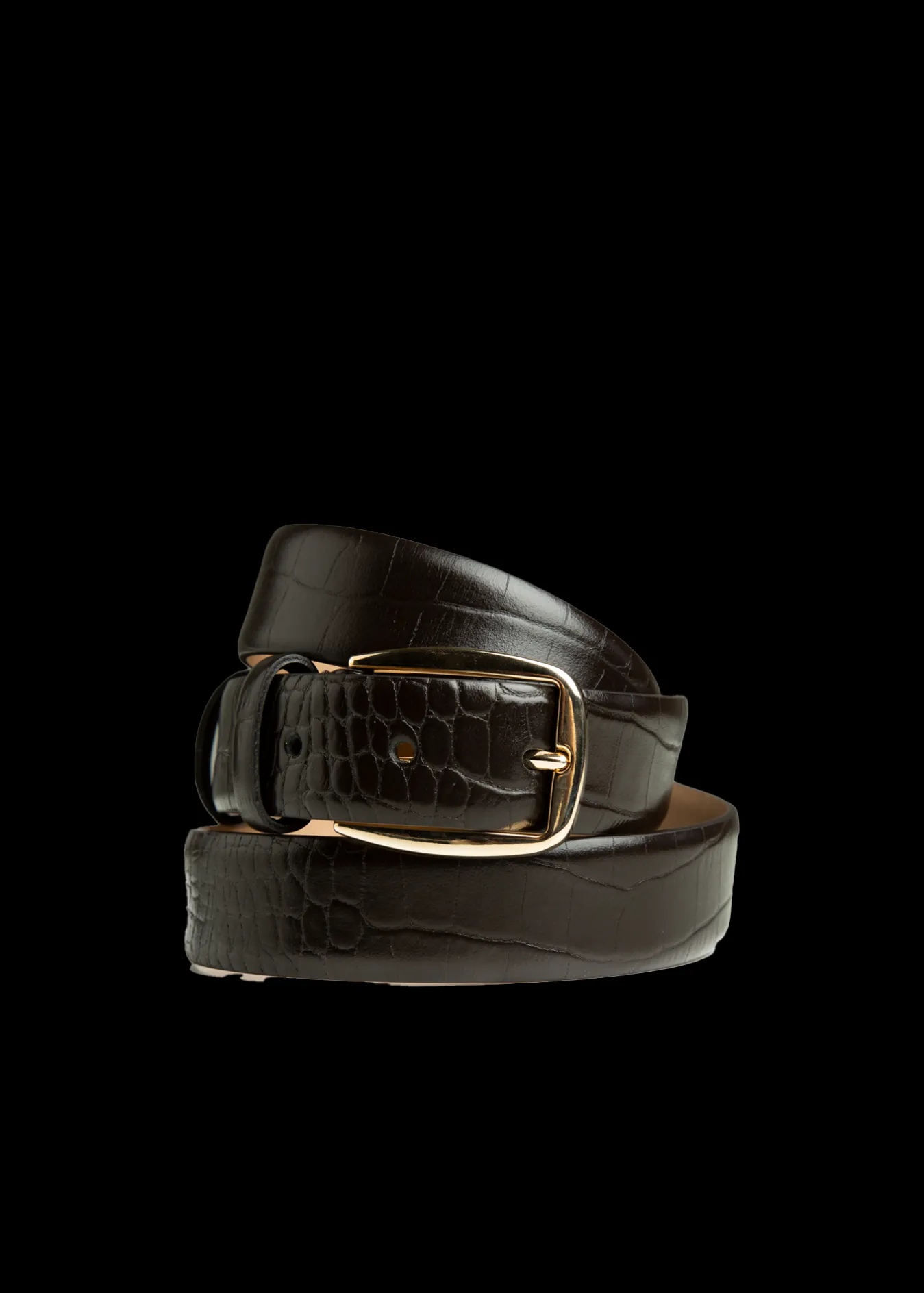 Vanilia Croco Riem Met Goudkleurige Gesp-Woman Accessories