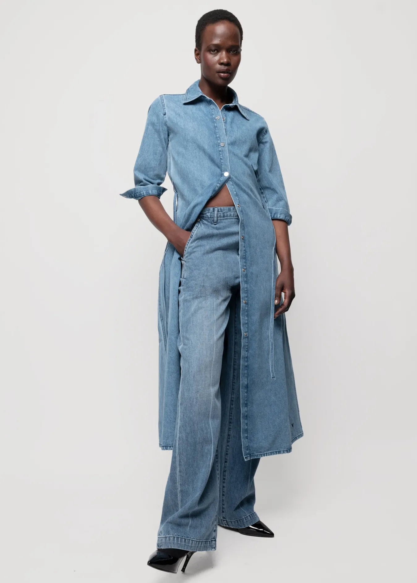 Vanilia Denim Midi Jurk-Woman Dresses