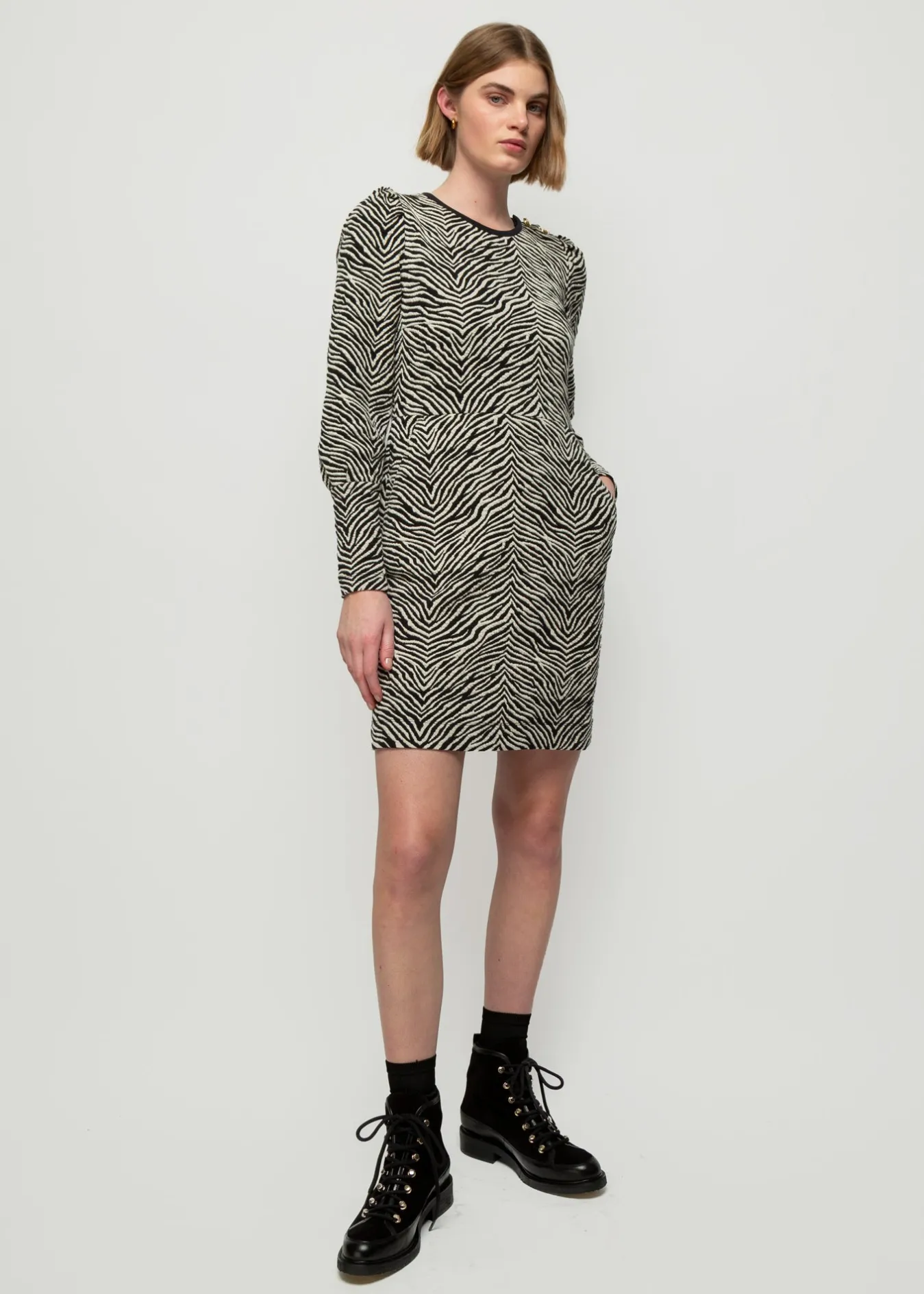 Vanilia Jacquard Zebra Jurk-Woman Dresses