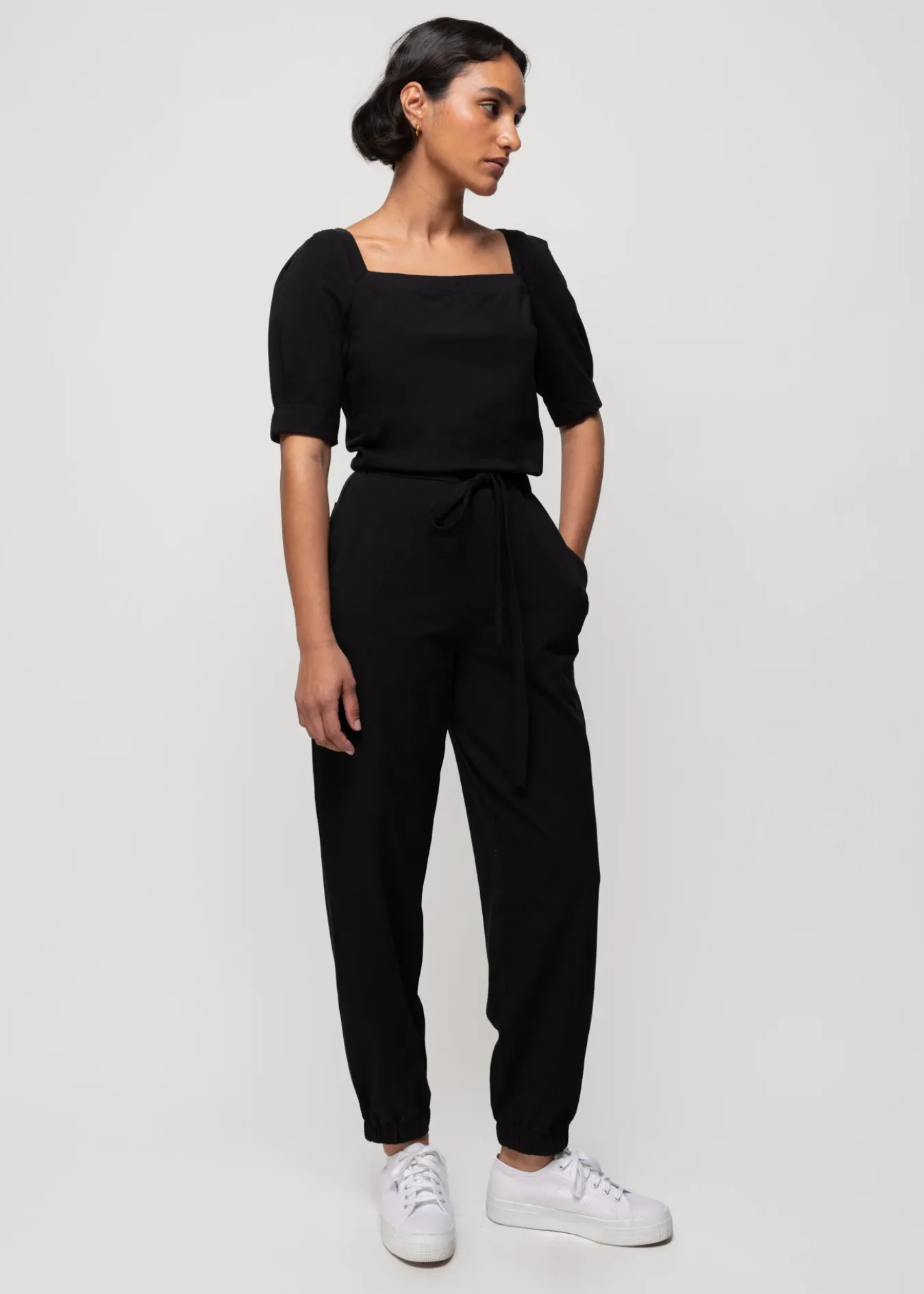 Vanilia Katoenen Jumpsuit Met Vierkante Hals-Woman Jumpsuits