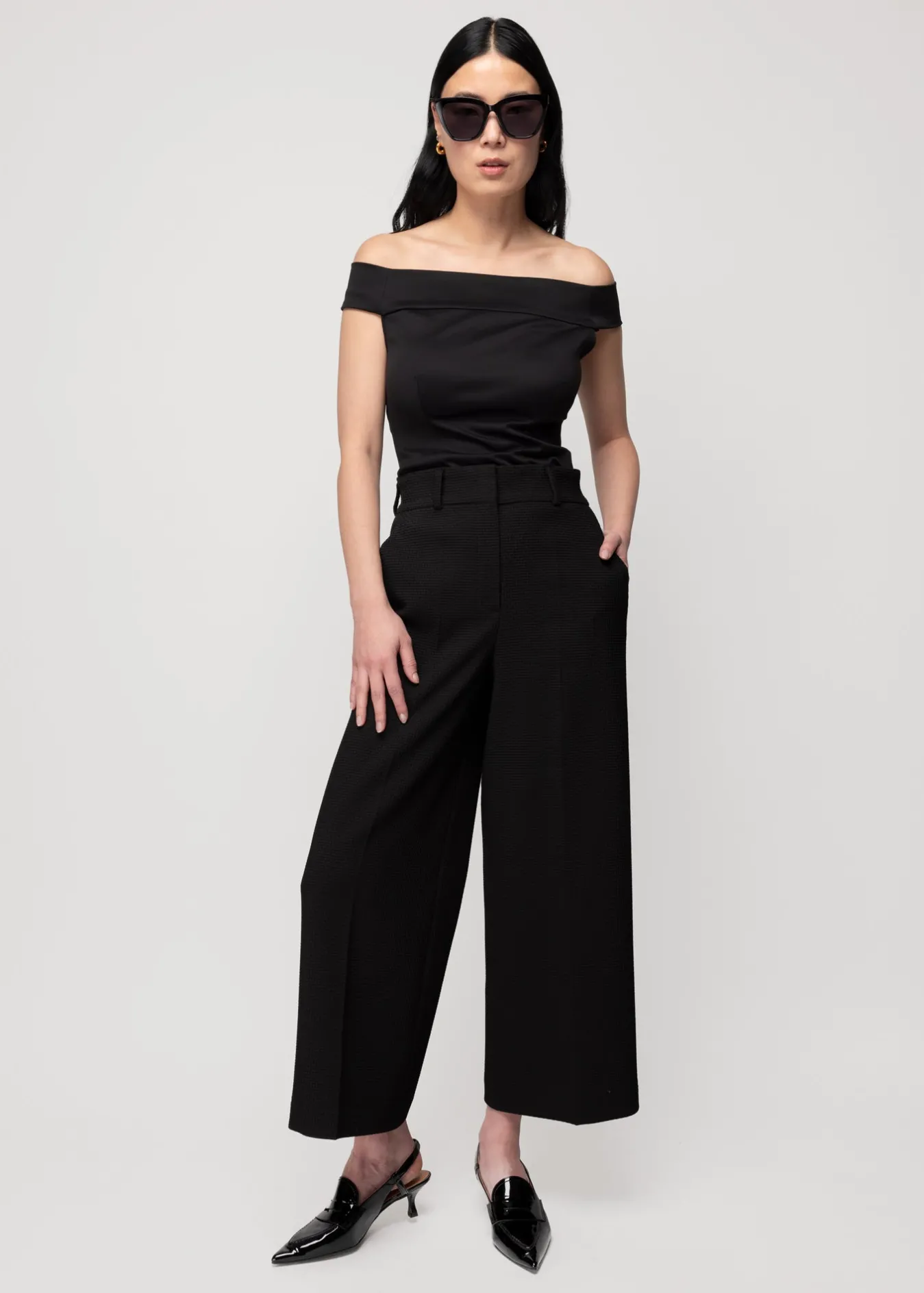 Vanilia Punto Off Shoulder Top-Woman Tops