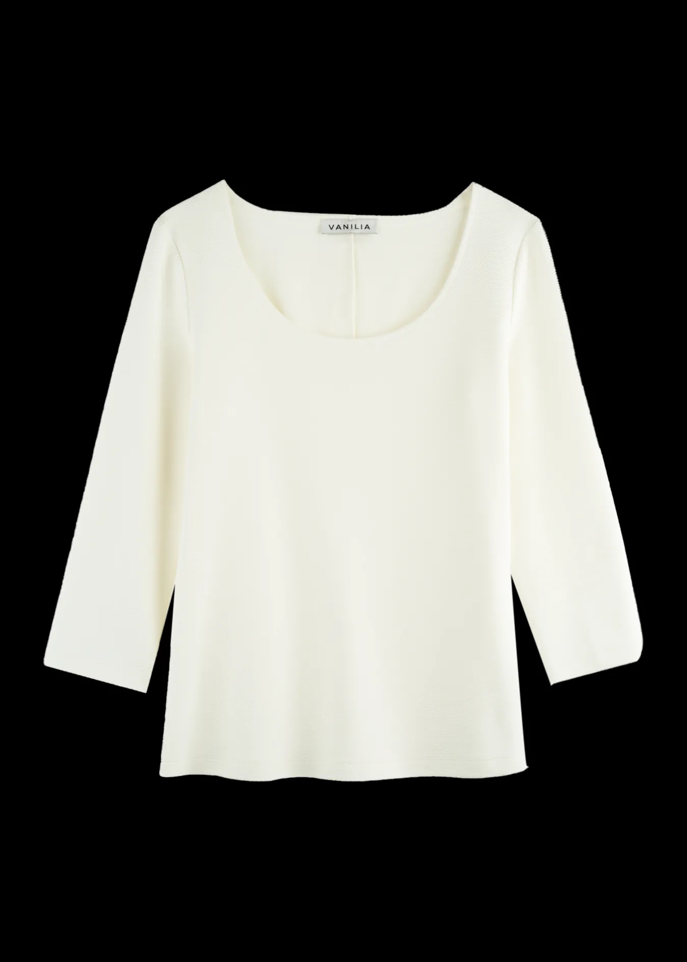 Vanilia Rib Top Met 3/4 Mouw-Woman Tops