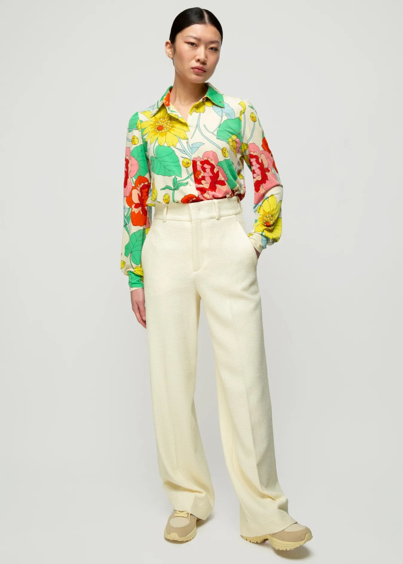 Vanilia Tricot Blouse Met Bloemenprint-Woman Blouses