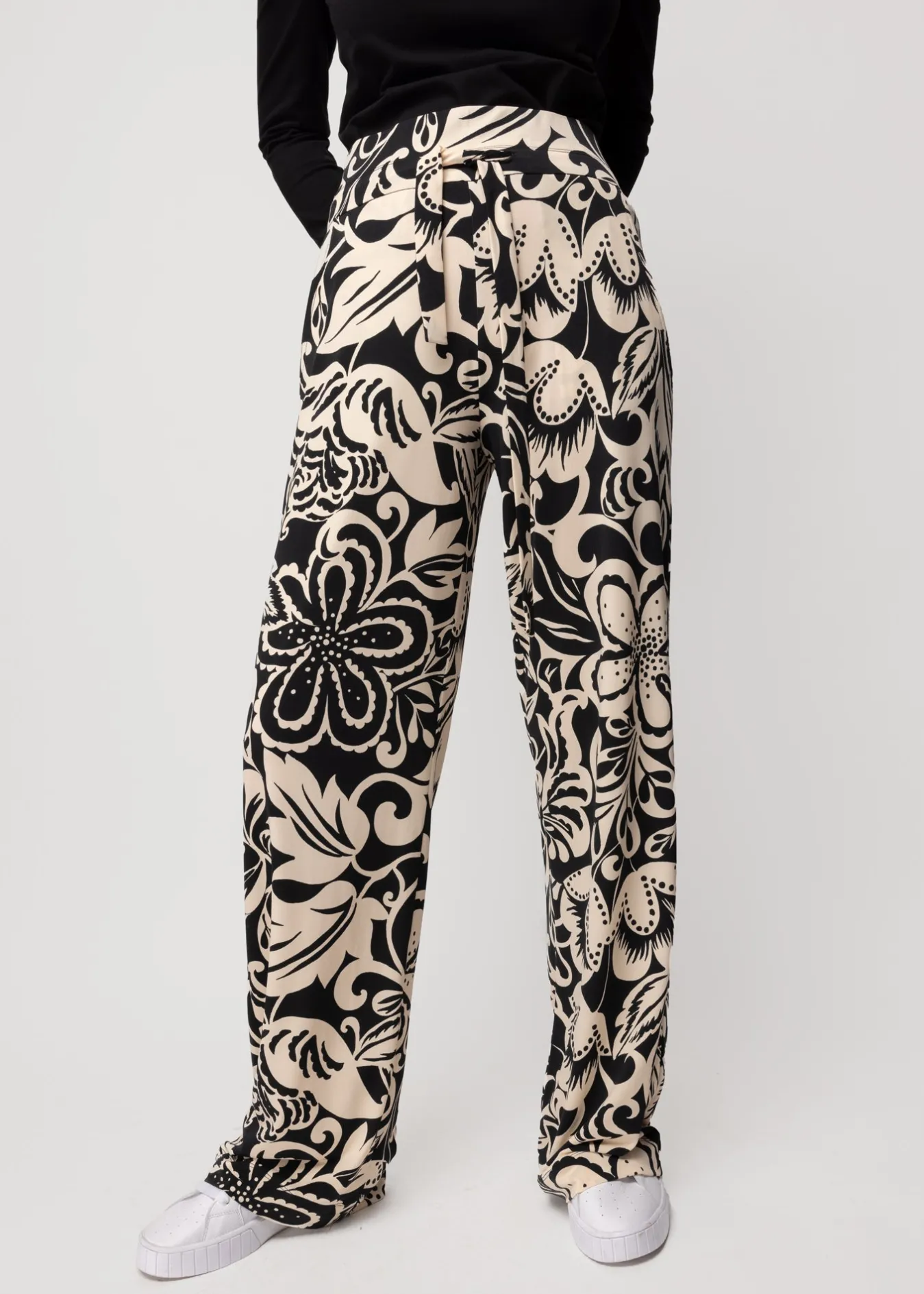 Vanilia Tricot Broek Met Bloemenprint-Woman Trousers