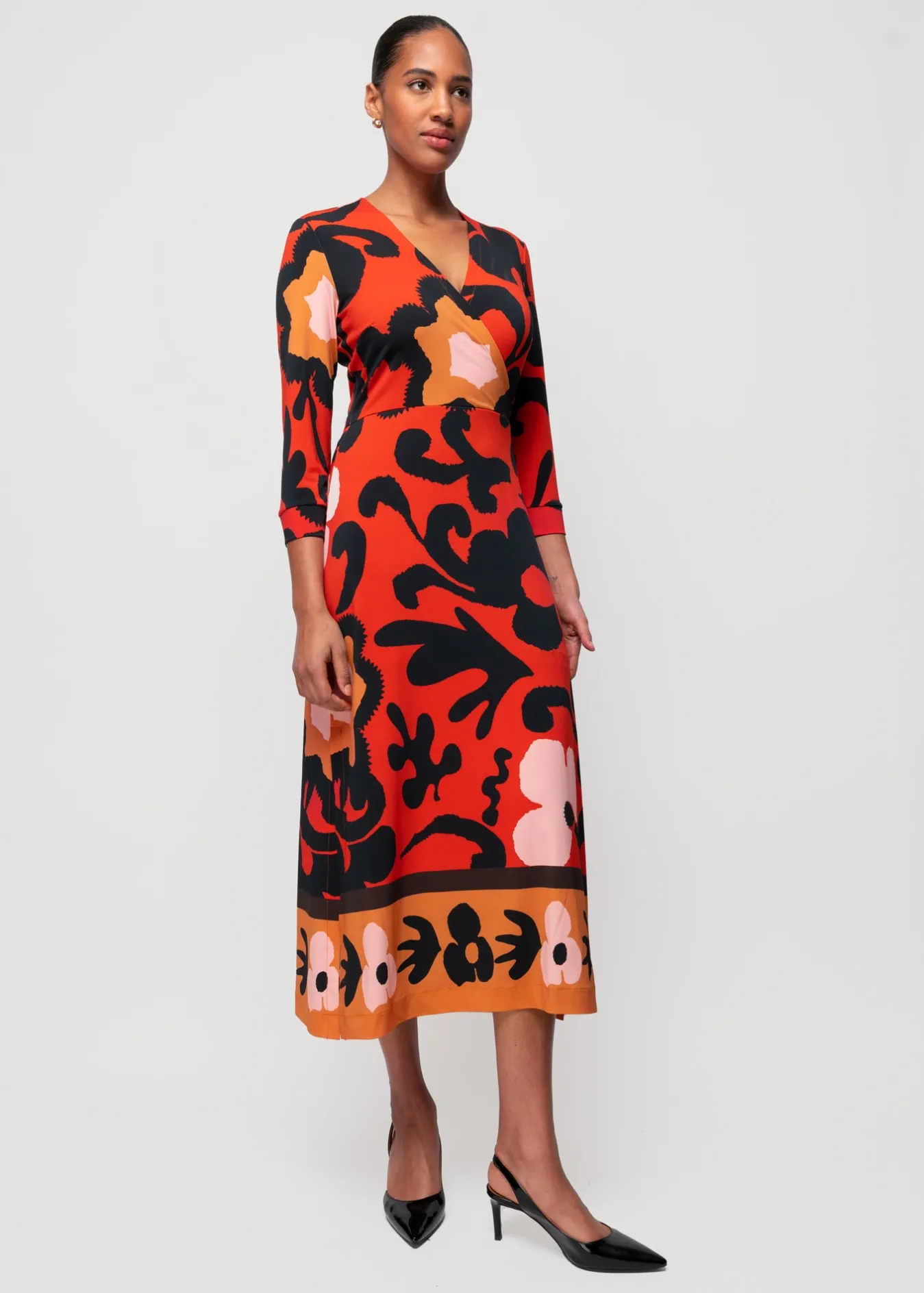 Vanilia Tricot Midi Jurk Met Bloemenprint-Woman Dresses