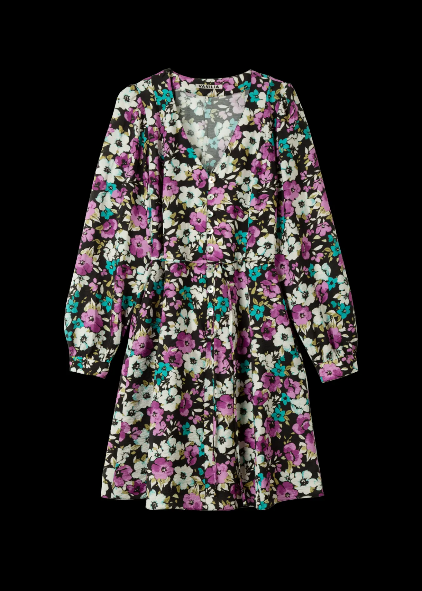 Vanilia Viscose Jurk Met Bloemen-Woman Dresses