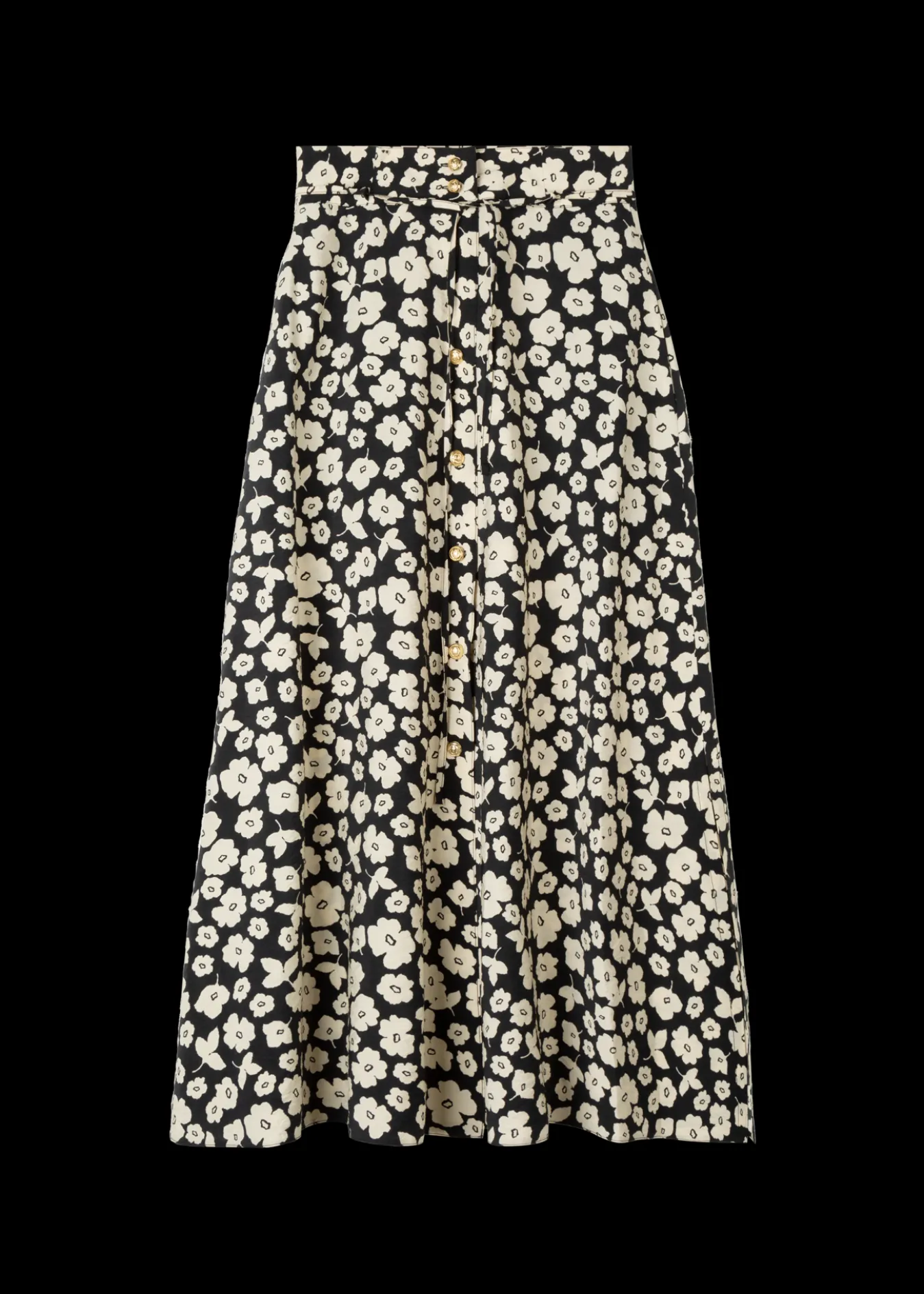 Vanilia Viscose Midi Rok Met Bloemenprint-Woman Skirts