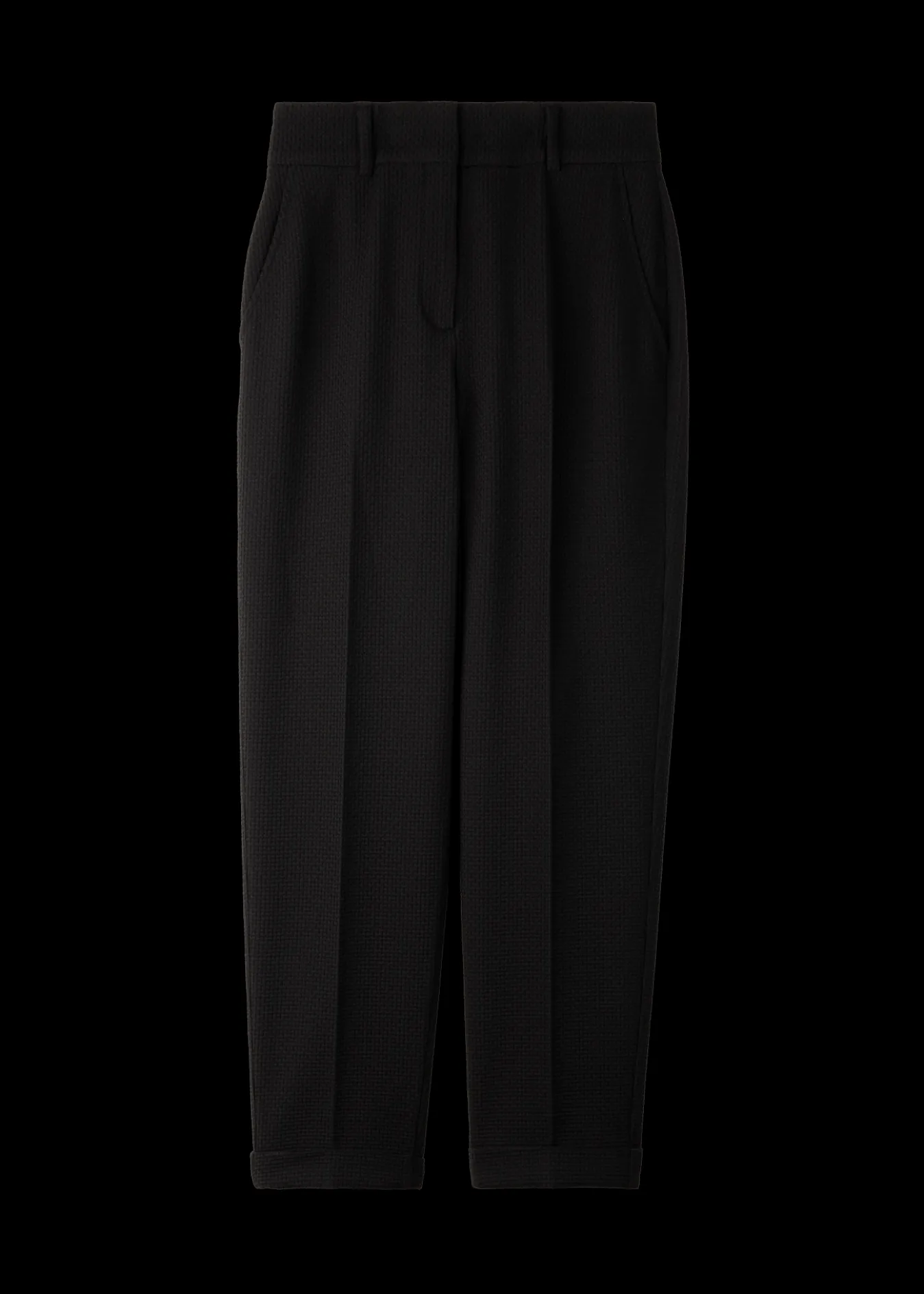 Vanilia Wafel Structuur Broek Tapered Fit-Woman Trousers