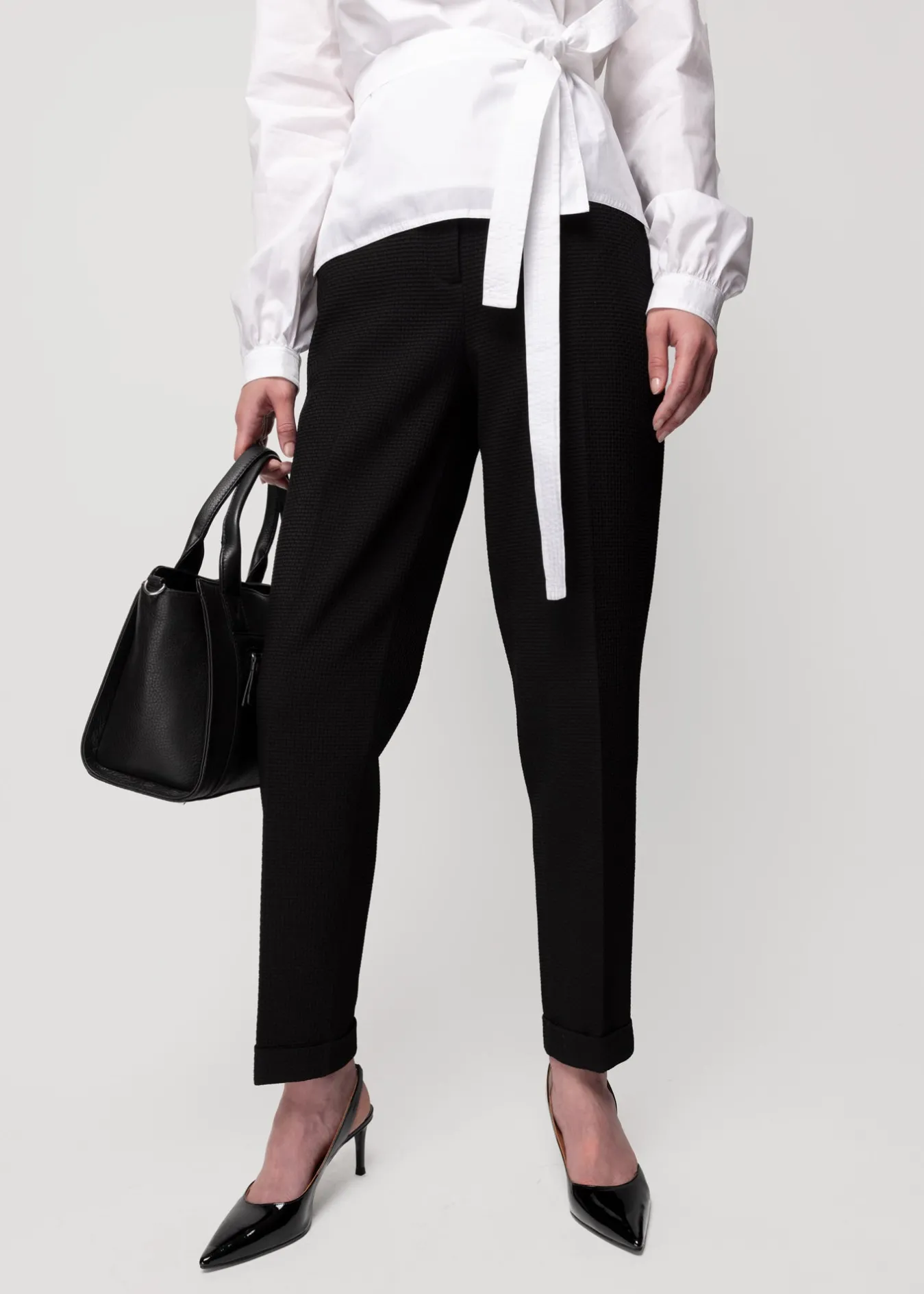 Vanilia Wafel Structuur Broek Tapered Fit-Woman Trousers