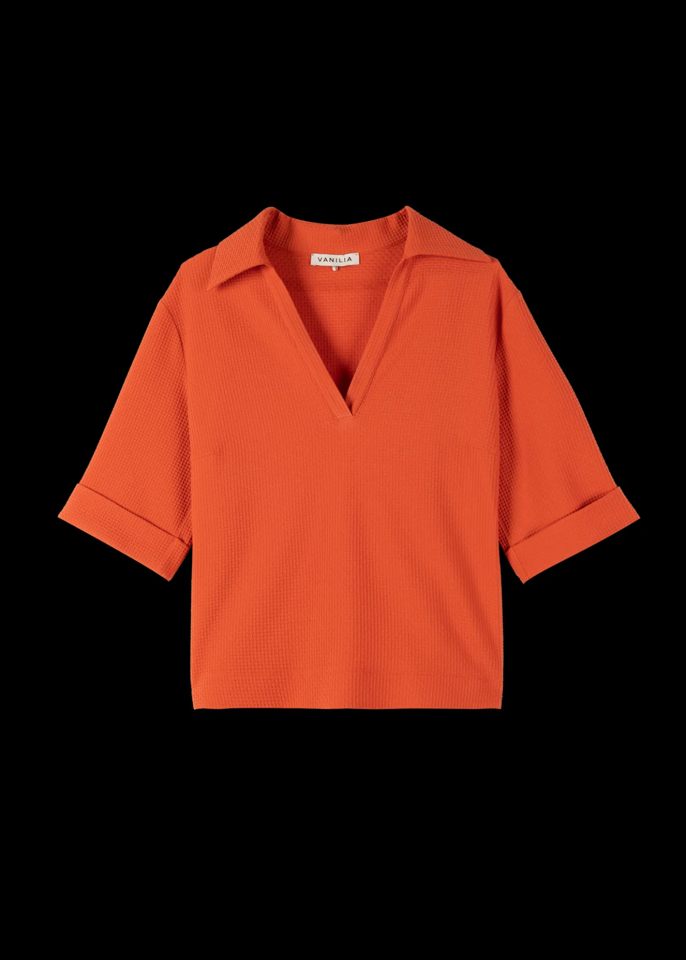 Vanilia Wafelstructuur Polo-Woman Tops